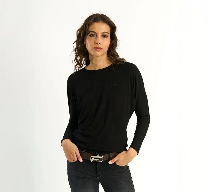POLERA ELLUS BATWING FRONT HOTFIX LOGO ELLUS en color negro