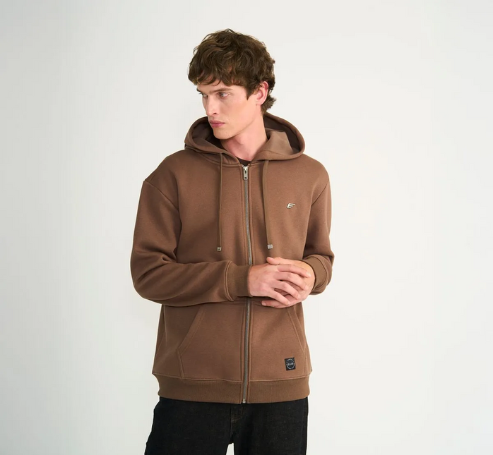 POLERON ELLUS FULL ZIPPER BONDED PIQUE POLA ELLUS en color café