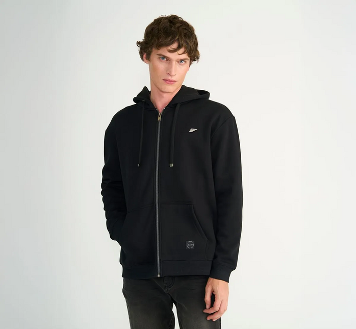 POLERON ELLUS FULL ZIPPER BONDED PIQUE POLA ELLUS en color negro