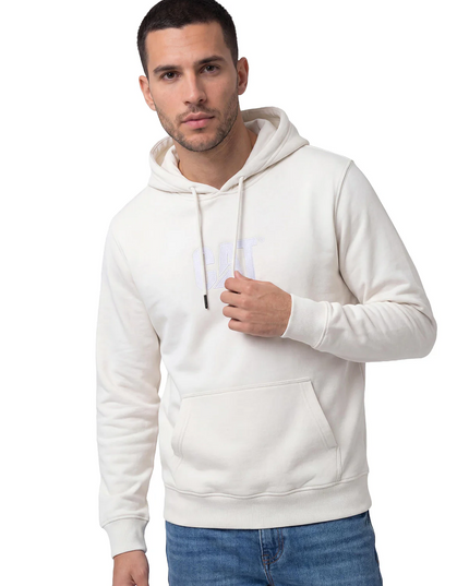 Polerón CAT Fleece Cat Logo Pullover Hoodie en color gardenia