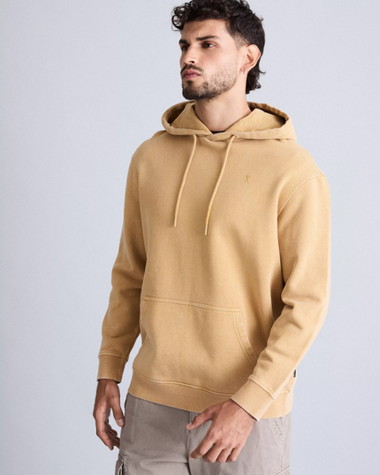 Poleron Foster Hoodie Con Fleece Grueso en color amarillo.