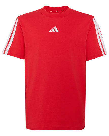 Polera infantil Adidas J 3S Tee en color rojo y blanco