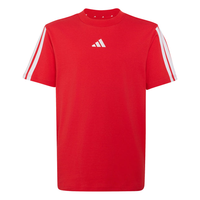 Polera infantil Adidas J 3S Tee en color rojo y blanco
