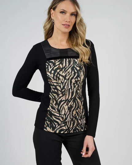 POLERA GIVE APLIC. CUELLO ESTAMPADA