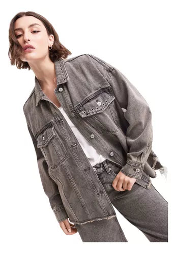 CHAQUETA FOSTER MODA GRUNGE OJETILLOS LAV