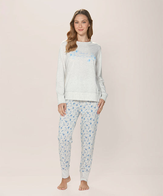 Pijama LADY GENNY Pijama Lady Genny Florals en color celeste.