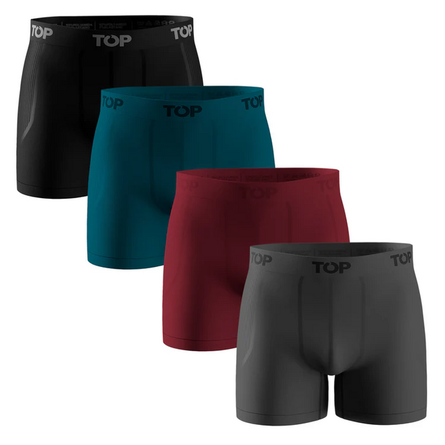 PACK TOP 4 BOXER MEDIO SIN COSTURA MICROFIBRA