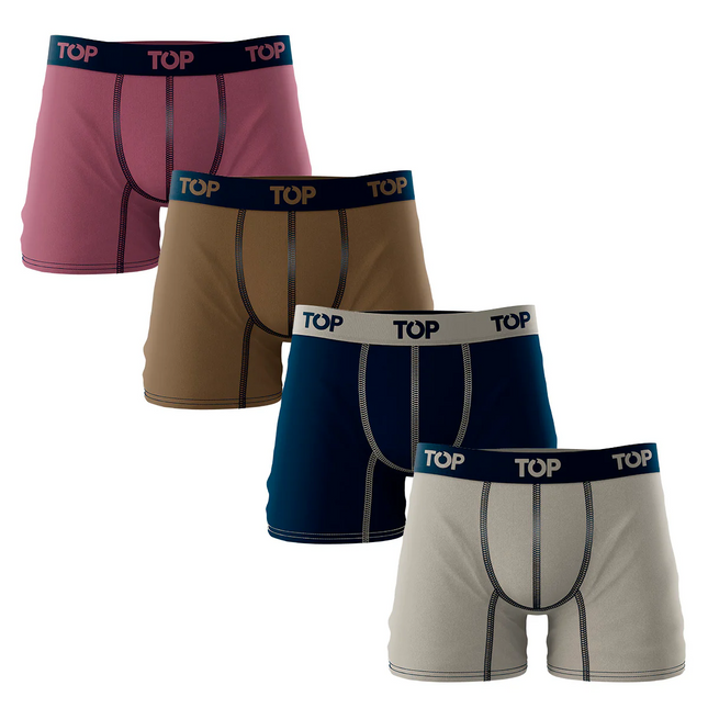 PACK TOP 4 BOXER MEDIO ALGODÓN BASIC