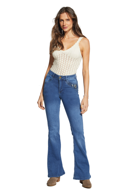 JEANS AMALIA AGATA FLARE LENTEJUELAS