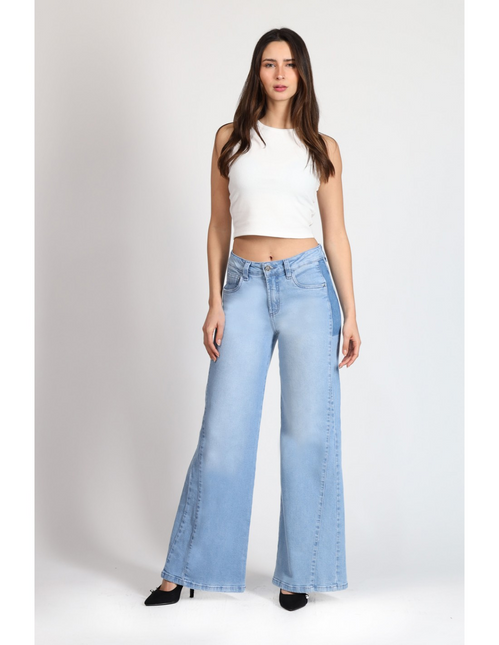 JEANS MOHICANO CORTE LATERAL CON BOLS. DEL.