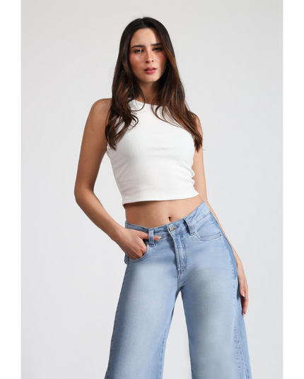 JEANS MOHICANO CORTE LATERAL CON BOLS. DEL.