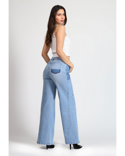 JEANS MOHICANO CORTE LATERAL CON BOLS. DEL.