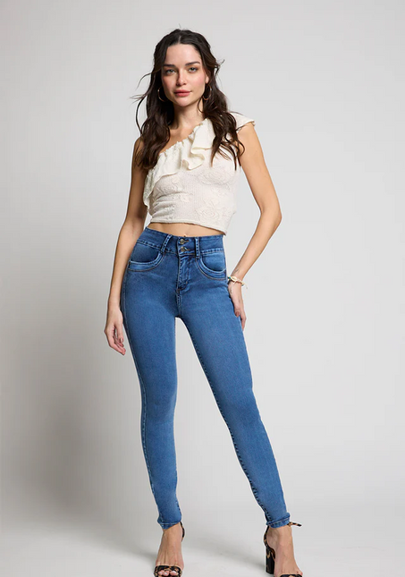 Accesorio AMALIA jeans amalia pitillo push in en color celeste