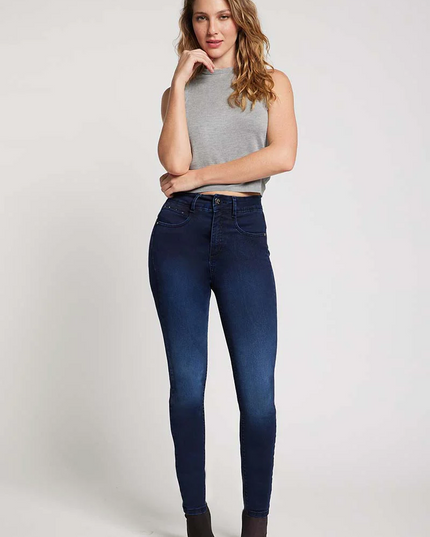 Jeans Amalia Alto Pitillo Push In en color azul