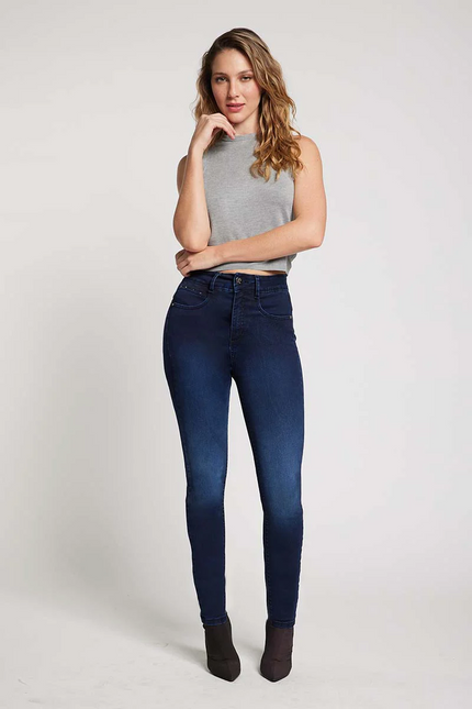 Jeans Amalia Alto Pitillo Push In en color azul