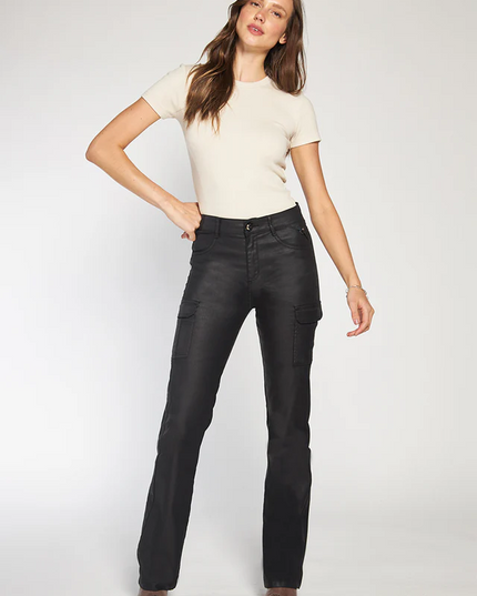 JEANS AMALIA RECTO CARGO ECOCUERO