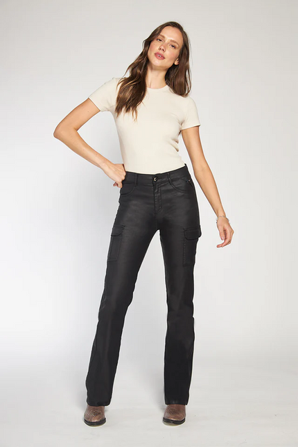 JEANS AMALIA RECTO CARGO ECOCUERO