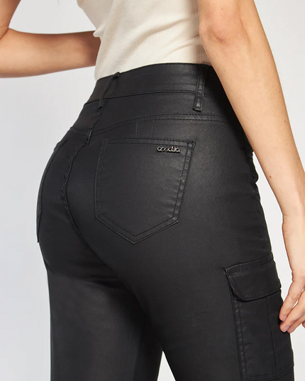 JEANS AMALIA RECTO CARGO ECOCUERO