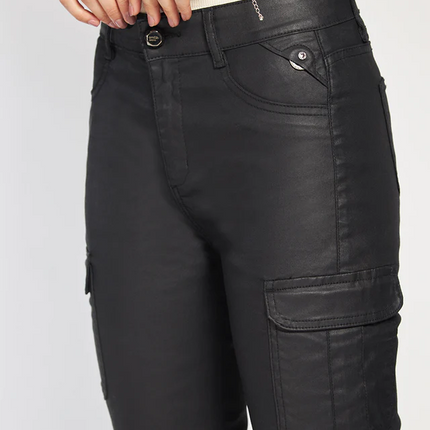 JEANS AMALIA RECTO CARGO ECOCUERO