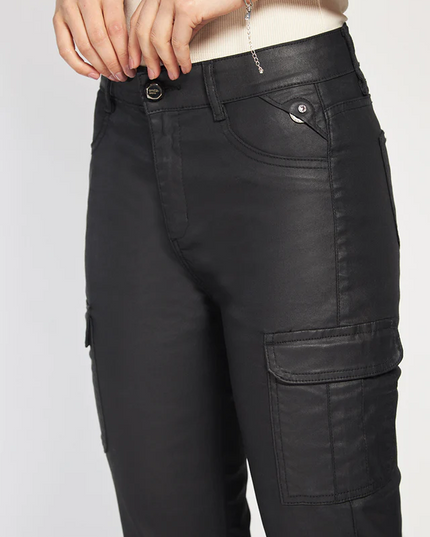 JEANS AMALIA RECTO CARGO ECOCUERO
