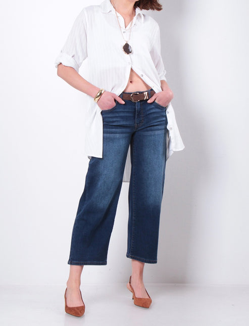 Jeans Wados Wide Leg Tiro Medio en color índigo