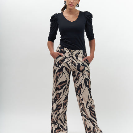Pantalón Give Palazzo Estampado en color negro