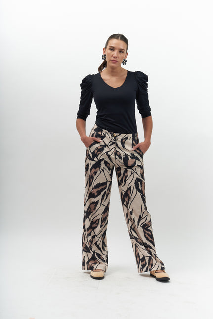 Pantalón Give Palazzo Estampado en color negro