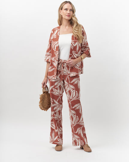 Pantalón GIVE palazzo estampado bolsillos en color terracota