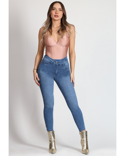 JEANS MOHICANO GLITTER PRETINA CRUZADA GRAV