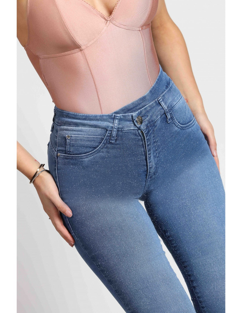 JEANS MOHICANO GLITTER PRETINA CRUZADA GRAV