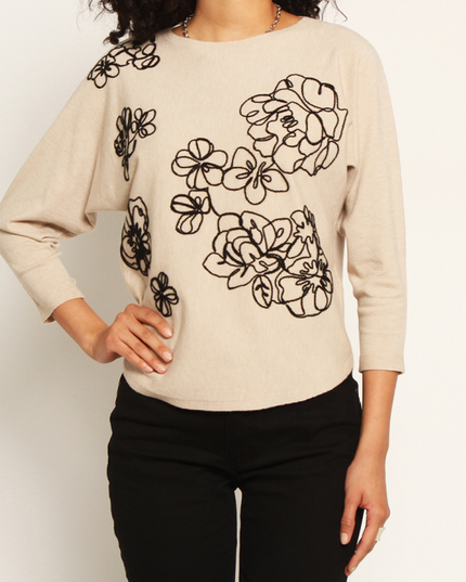Accesorio WADOS sweater wados 3/4 bordado en color crudo