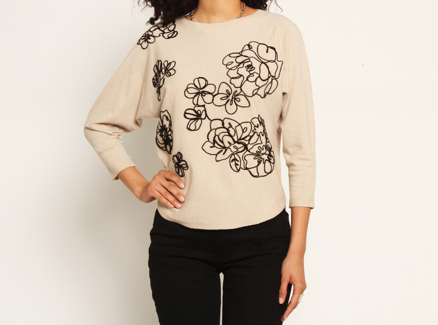 Accesorio WADOS sweater wados 3/4 bordado en color crudo