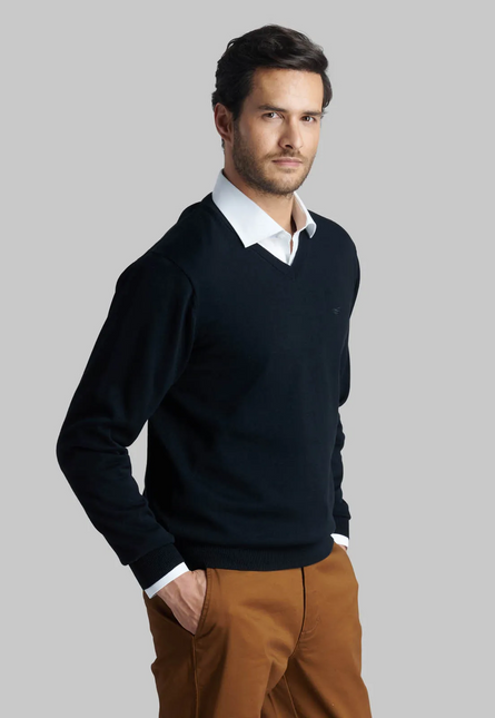 Sweater Ferouch V Neck Solido en color negro