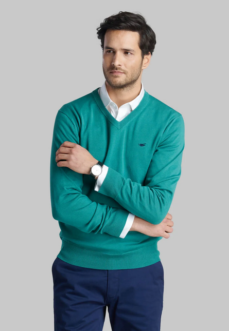 Accesorio FEROUCH sweater ferouch v neck solido en color green