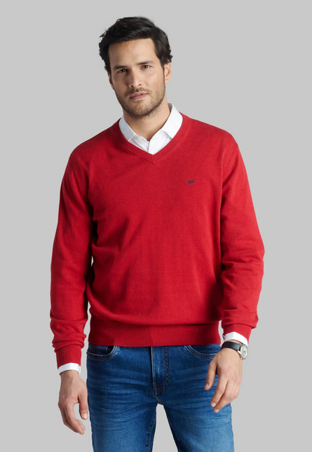 Accesorio FEROUCH sweater ferouch v neck melange en color rojo