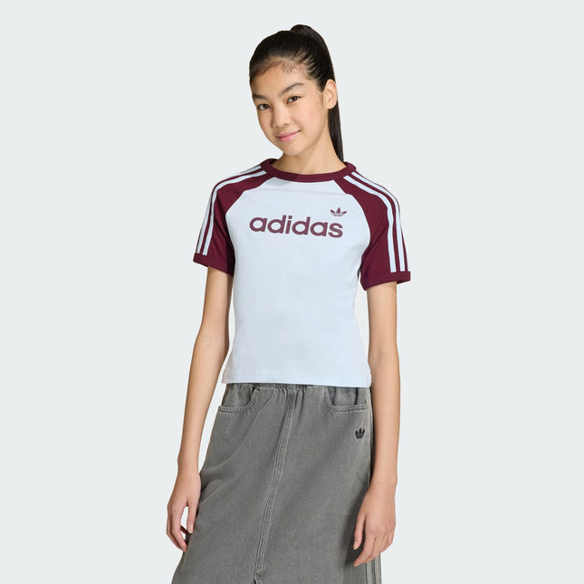 Polera Adidas Originals 3S Sl Tee en color cristal/blanco.