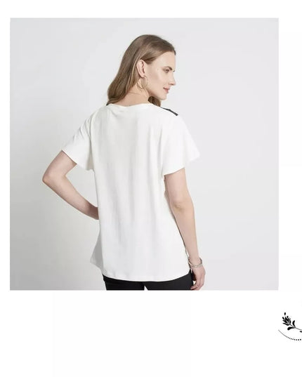 POLERA LORENZO DI PONTI ESTAMPADO CON BRILLO