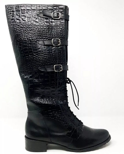 BOTA BRANCO CUERO C/ HEBILLAS Y CORDONES