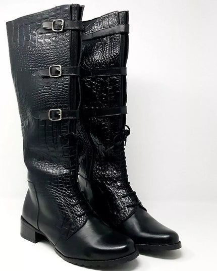 BOTA BRANCO CUERO C/ HEBILLAS Y CORDONES