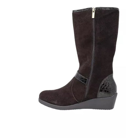 BOTA DEGAS GAMUZA C/ APLICACION CHAROL