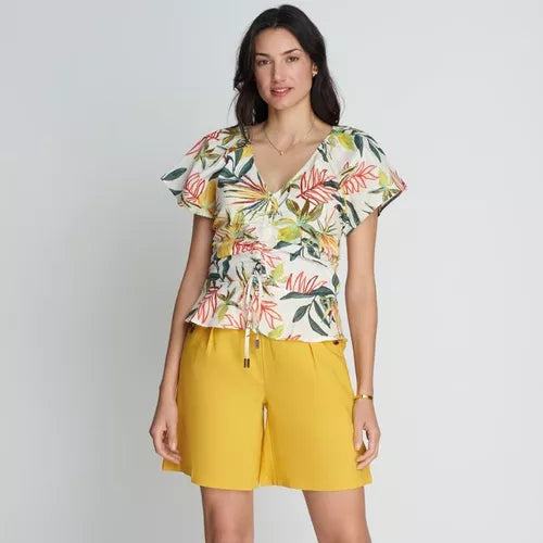 BLUSA CURVI CUELLO V Y MANGAS - MAWI