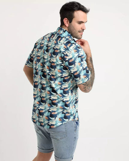 CAMISA POTROS ESTAMPADA ALGODON MC - MAWI
