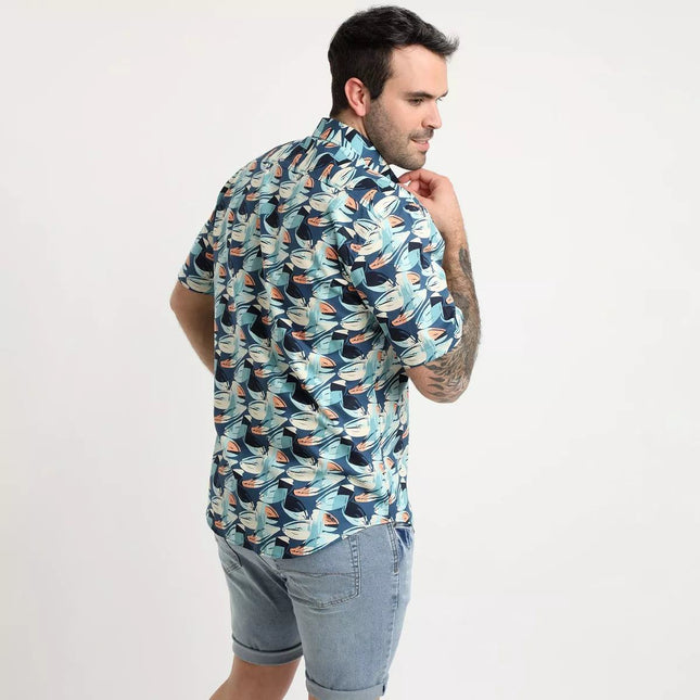 CAMISA POTROS ESTAMPADA ALGODON MC - MAWI