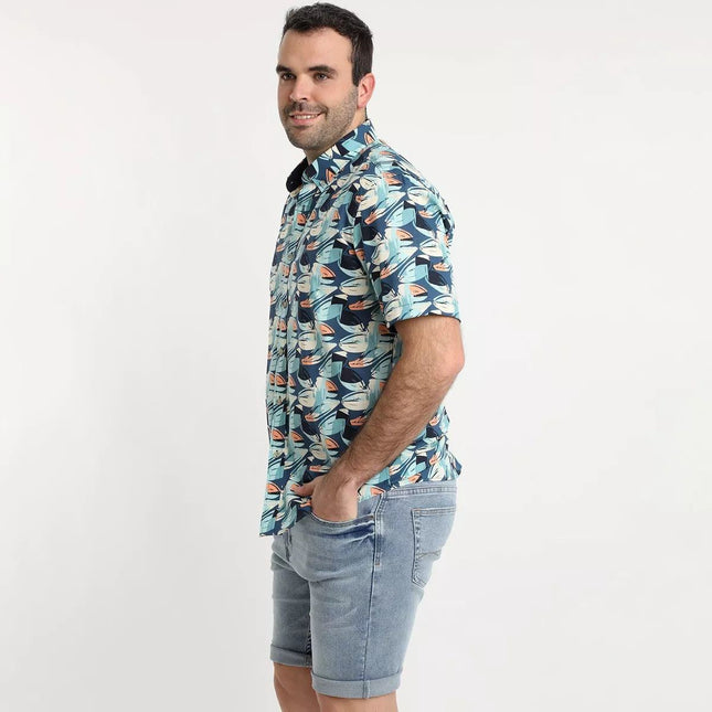 CAMISA POTROS ESTAMPADA ALGODON MC - MAWI