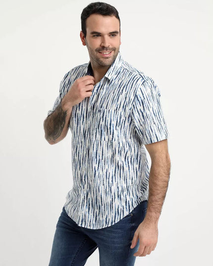 CAMISA POTROS LINO ESTAMPADA CUELLO SPORT - MAWI