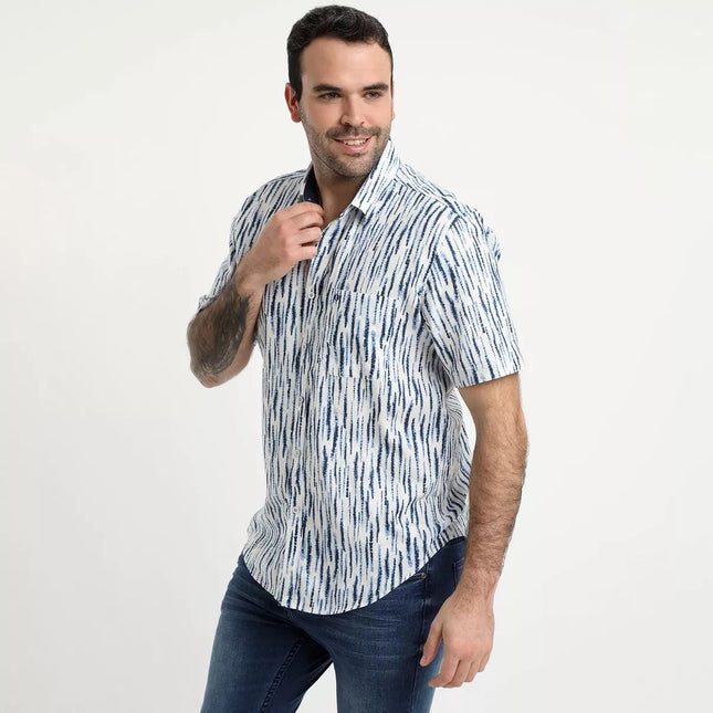 CAMISA POTROS LINO ESTAMPADA CUELLO SPORT - MAWI