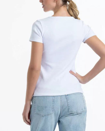 CAMISETA LADY GENNY COTTON RIB MANGA COR - MAWI