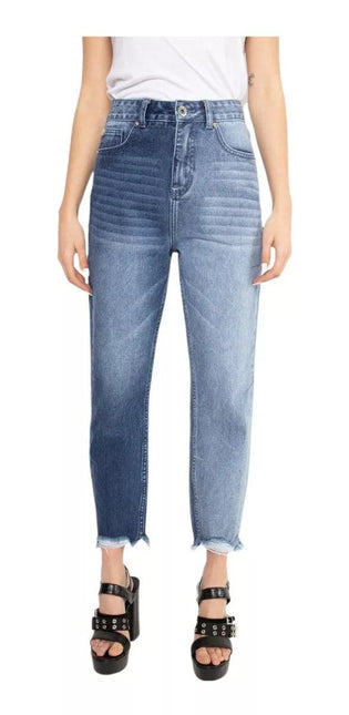 JEANS ELLUS MOM TIRO ULTRA ALTO BICOLOR - MAWI