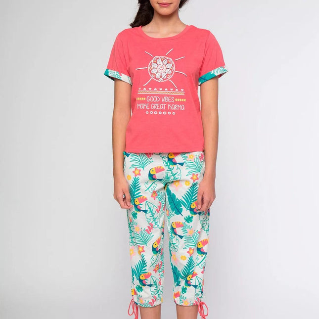 PIJAMA LADY GENNY COTTON MELANGE ESTAMPADO - MAWI