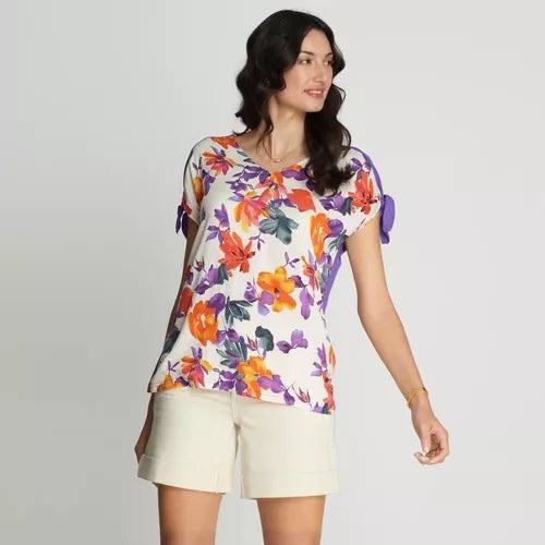 POLERA CURVI MIX FABRIC CON AMARRA - MAWI